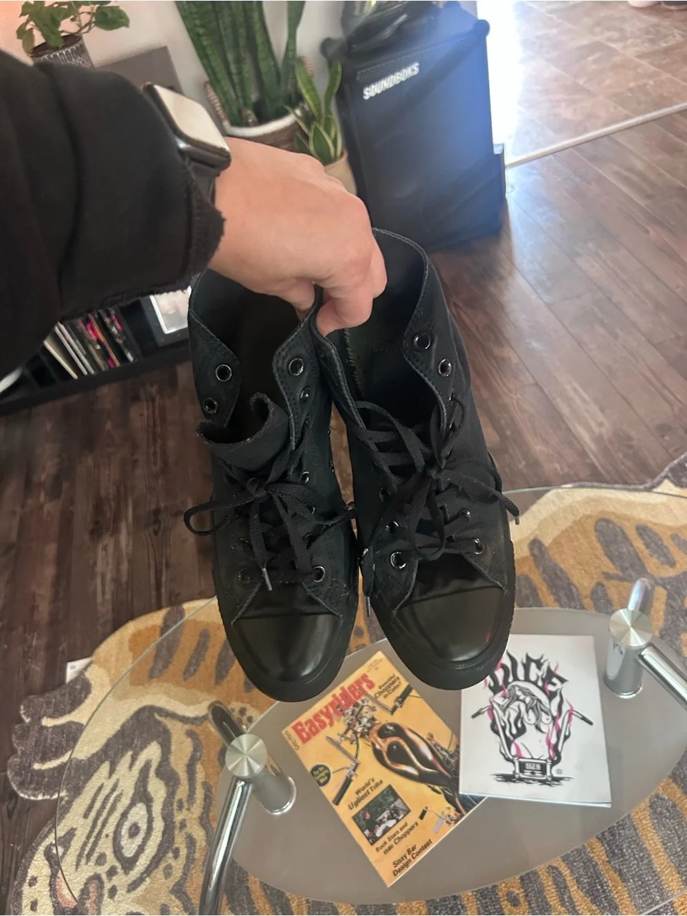 Men’s Black Canvas High-Top Sneakers